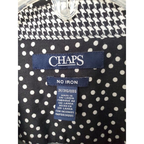 Chaps No Iron 100% Cotton Black Polka Dot Long Sleeve Button-Up Shirt Size 3X - Picture 4 of 7